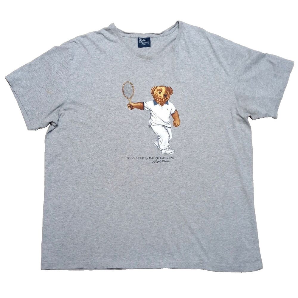 *READ* Vintage Polo Ralph Lauren Tennis Bear T-Shirt Mens Size XL Preppy
